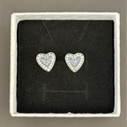 Heart Diamanté Stud Earrings (925 Sterling Silver)