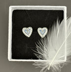 Heart Diamanté Stud Earrings (925 Sterling Silver)