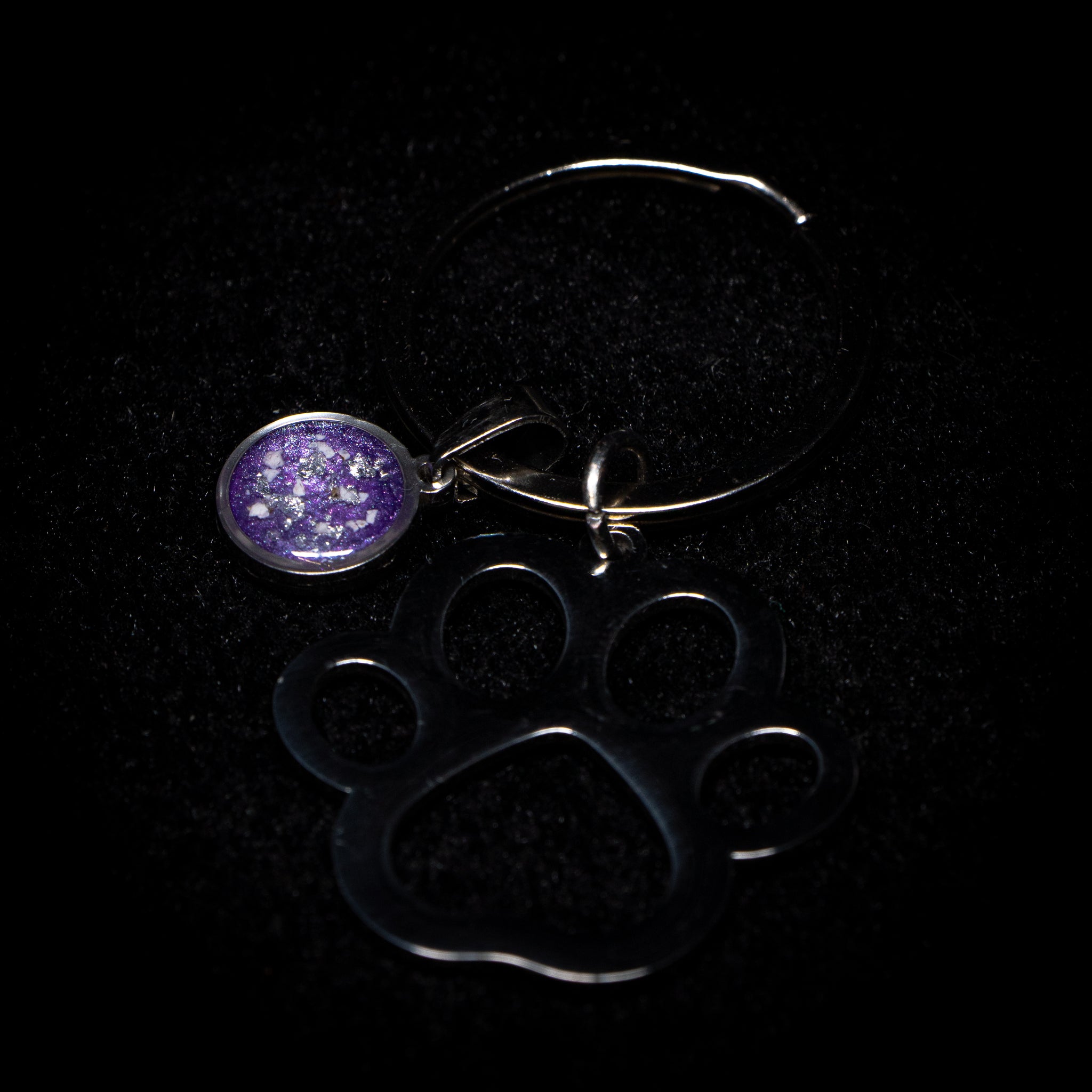 Paw Keyring with Circle Charm (Stainless Steel)
