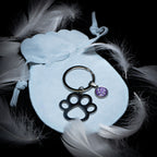 Paw Keyring with Circle Charm (Stainless Steel)