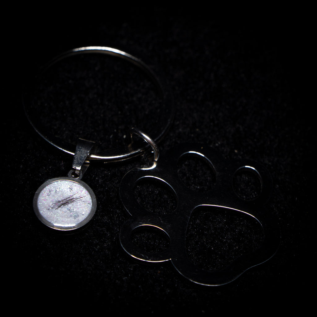 Paw Keyring with Circle Charm (Stainless Steel)