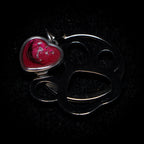 Paw Keyring with Heart Charm (Stainless Steel)