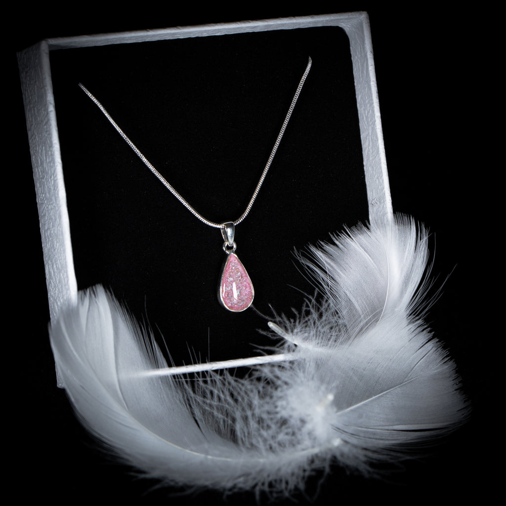 Paythorne Pink Tear Shaped Pendant, in 925 Sterling Silver